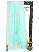 Pastel Blue Shikargah Boota Satin Silk Handloom Banarasi Saree - Sacred Weaves