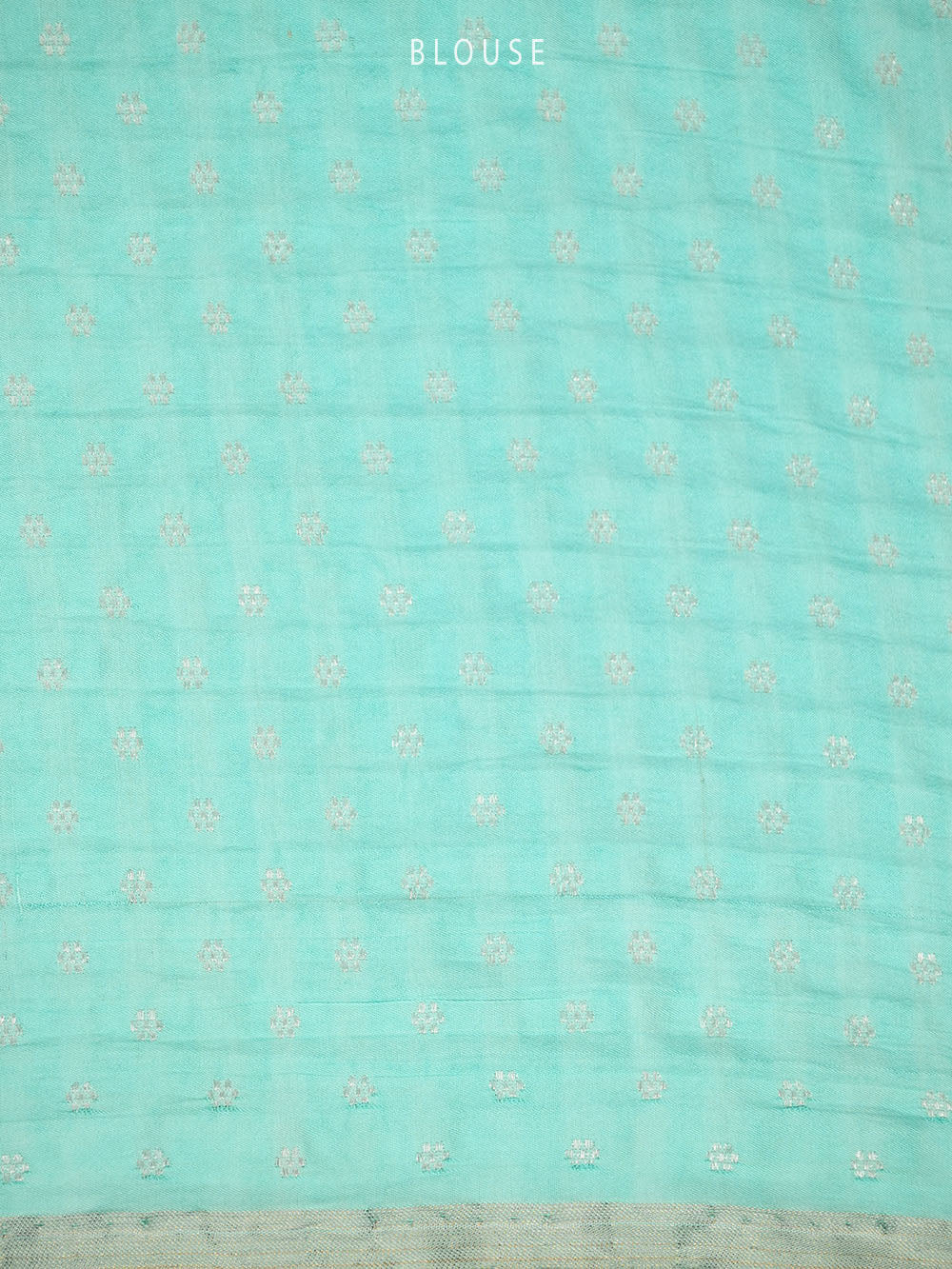 Pastel Blue Shikargah Boota Satin Silk Handloom Banarasi Saree - Sacred Weaves