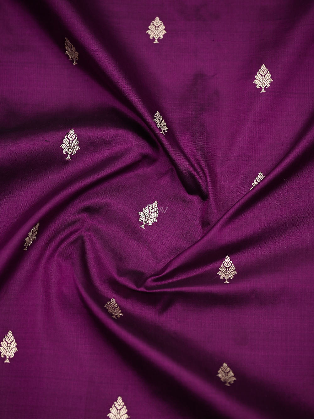 Purple Booti Katan Silk Handloom Banarasi Saree - Sacred Weaves