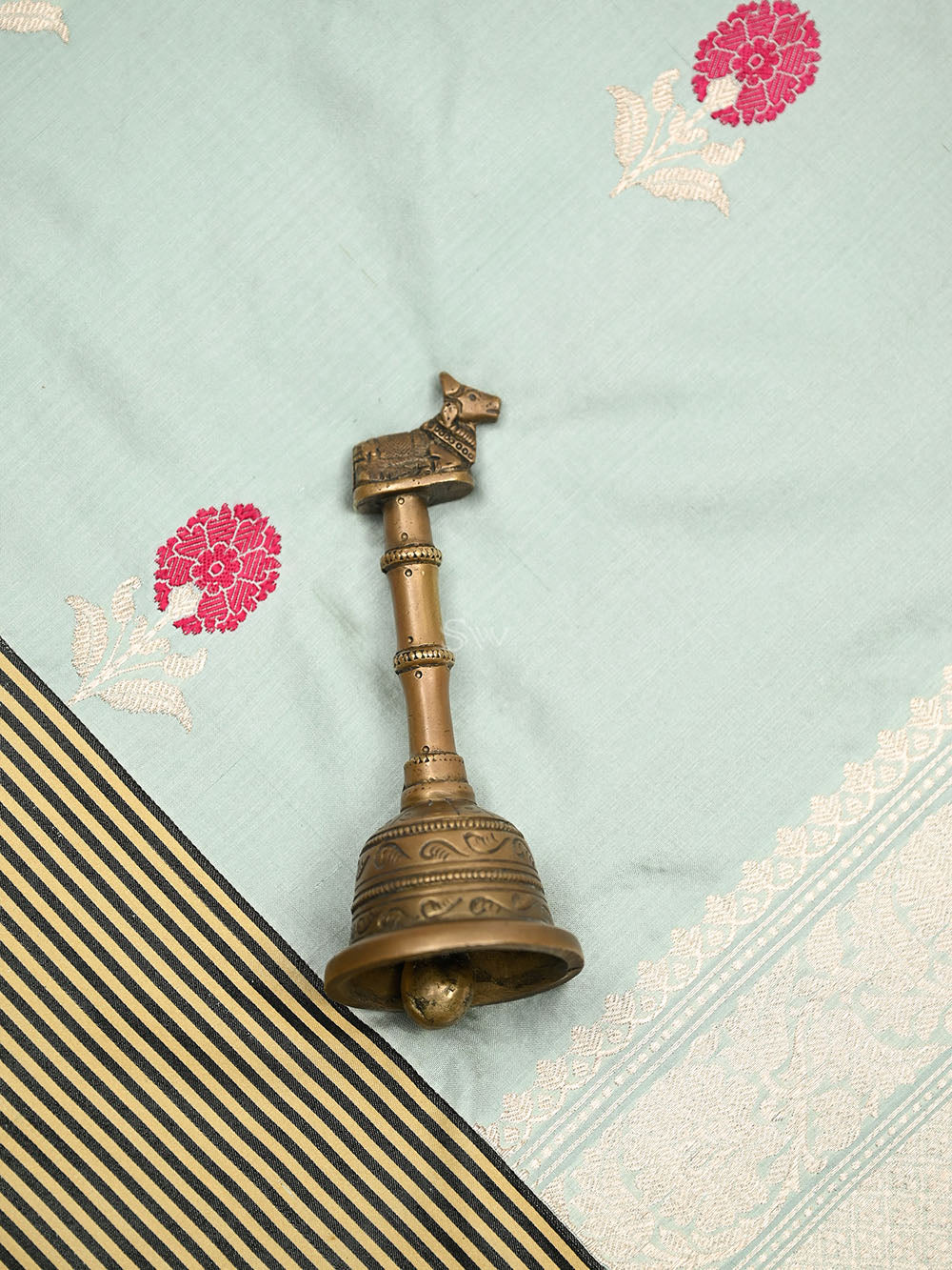 Mint Green Meenakari Katan Silk Handloom Banarasi Saree - Sacred Weaves