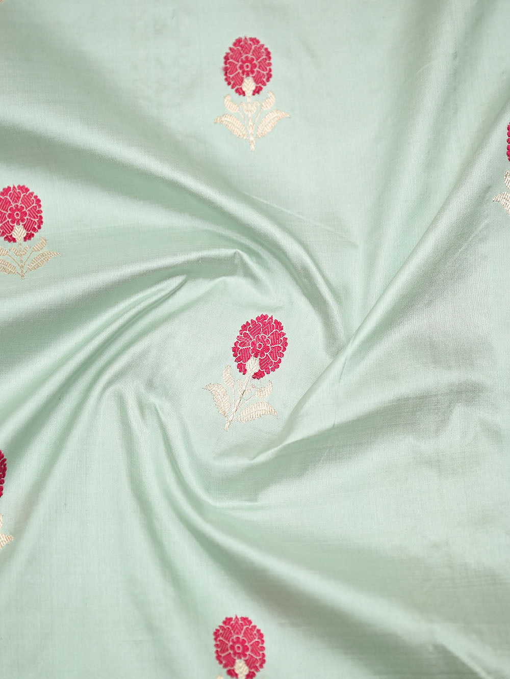 Mint Green Meenakari Katan Silk Handloom Banarasi Saree - Sacred Weaves