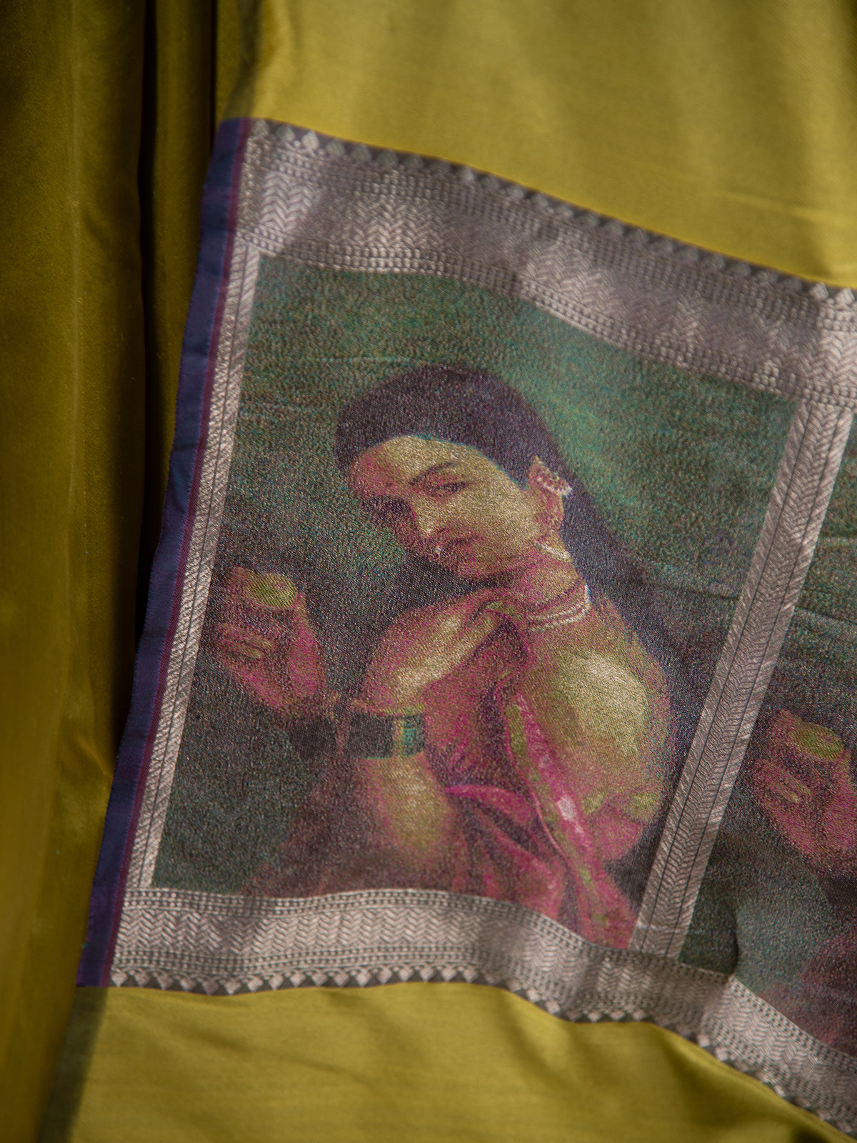 Lime Green Plain Satin Silk Handloom Banarasi Saree - Sacred Weaves