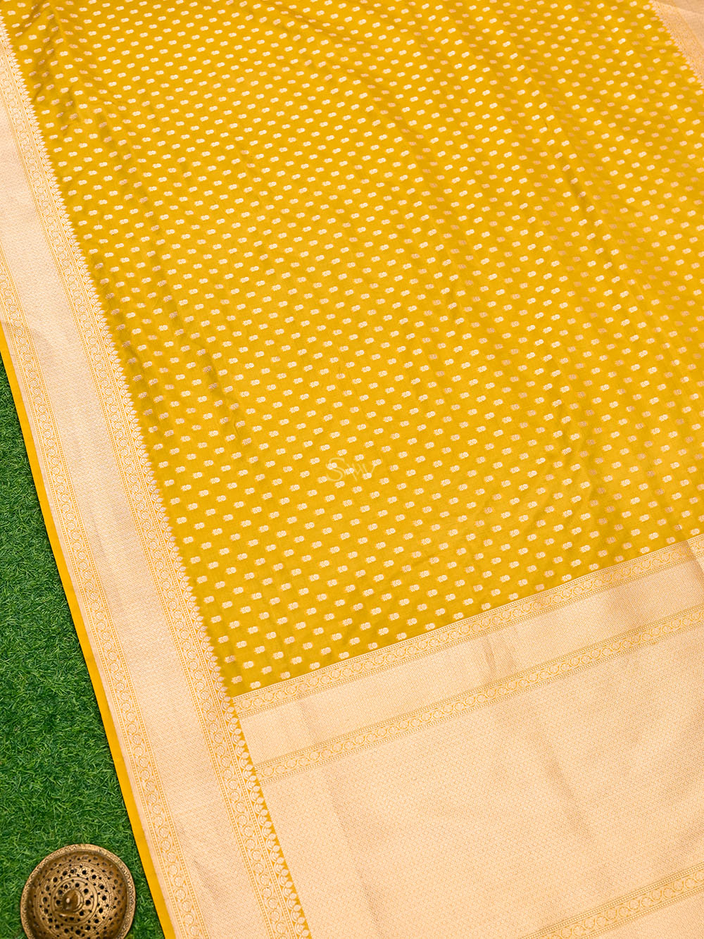 Yellow Booti Katan Silk Uppada Handloom Banarasi Saree - Sacred Weaves