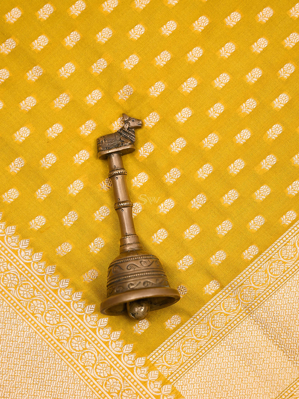 Yellow Booti Katan Silk Uppada Handloom Banarasi Saree - Sacred Weaves