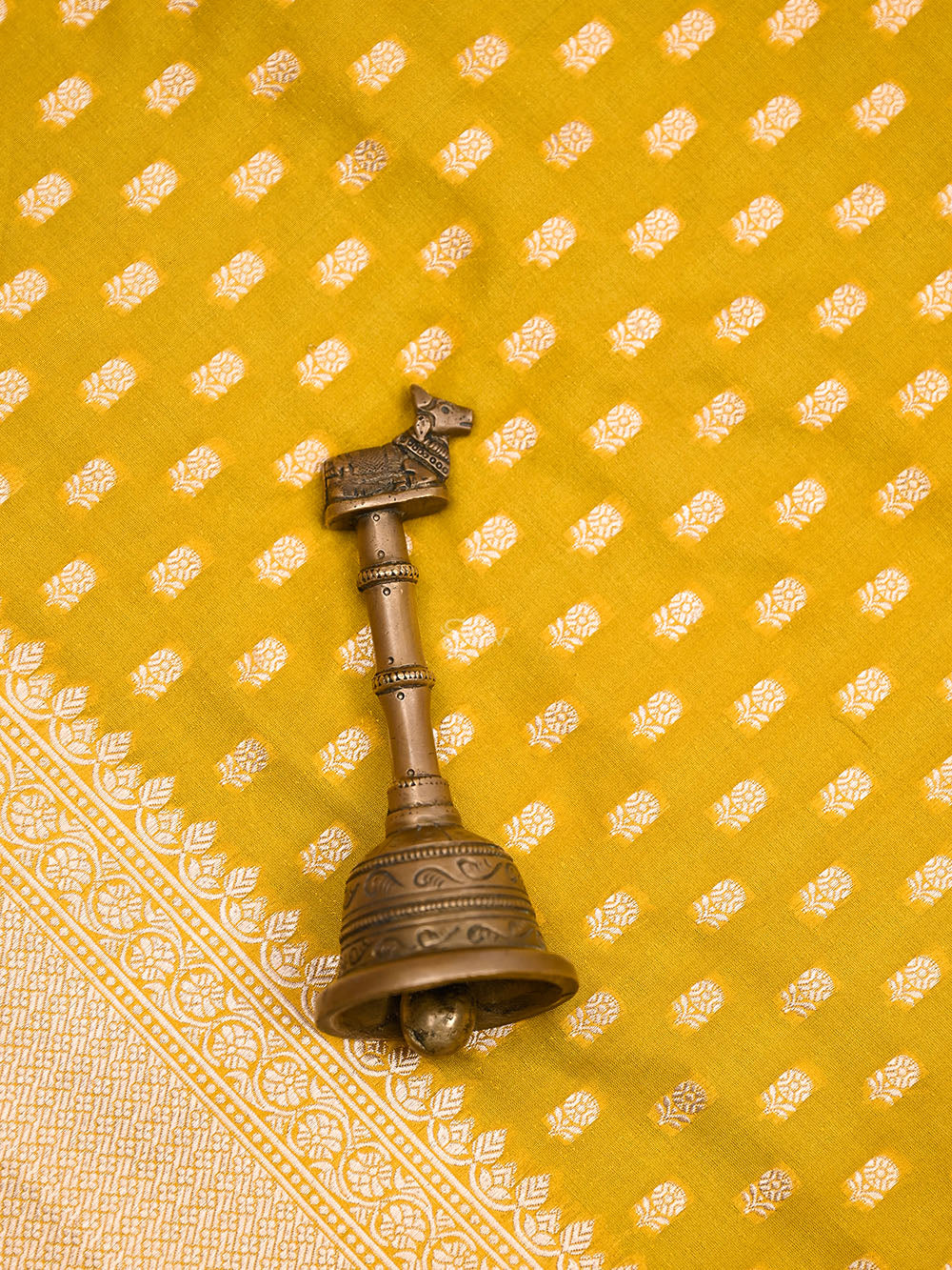 Yellow Booti Katan Silk Uppada Handloom Banarasi Saree - Sacred Weaves