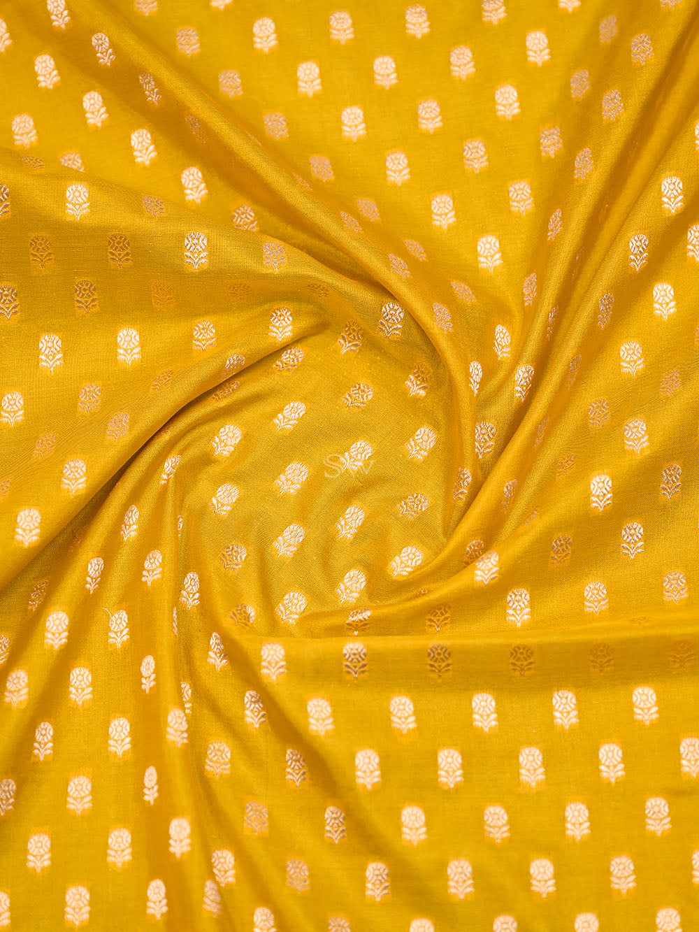 Yellow Booti Katan Silk Uppada Handloom Banarasi Saree - Sacred Weaves
