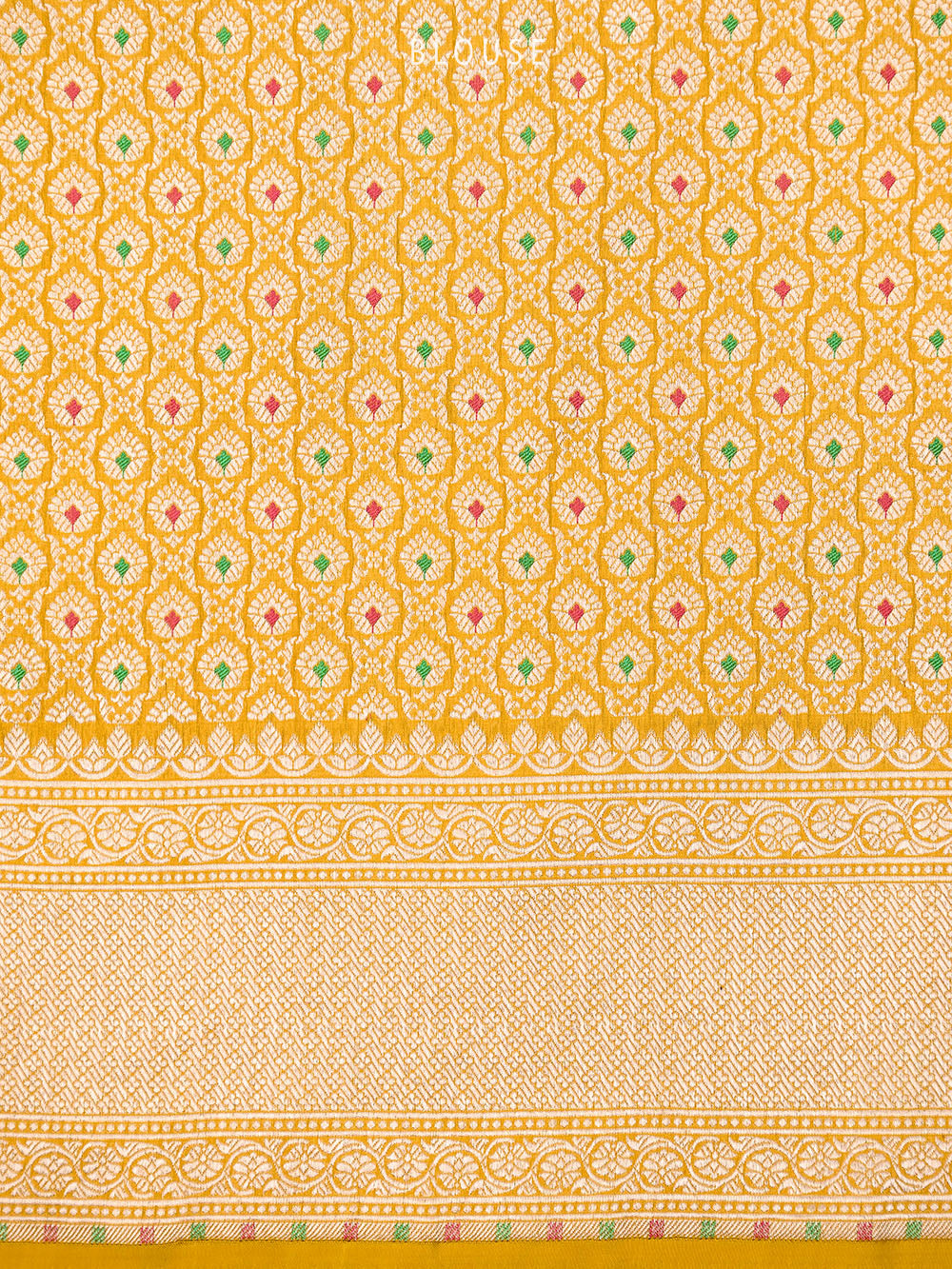 Yellow Booti Katan Silk Uppada Handloom Banarasi Saree - Sacred Weaves