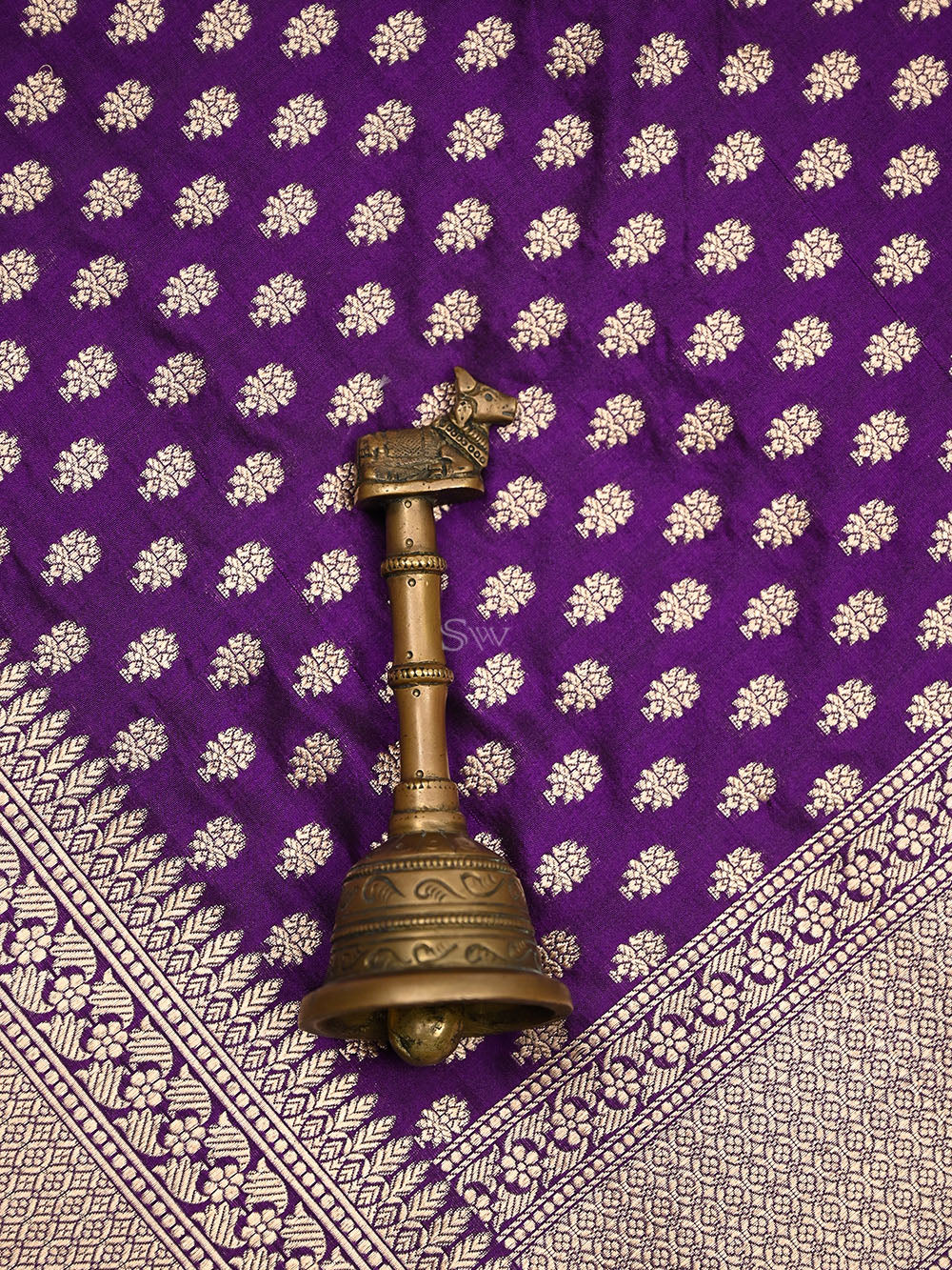 Purple Booti Katan Silk Uppada Handloom Banarasi Saree - Sacred Weaves