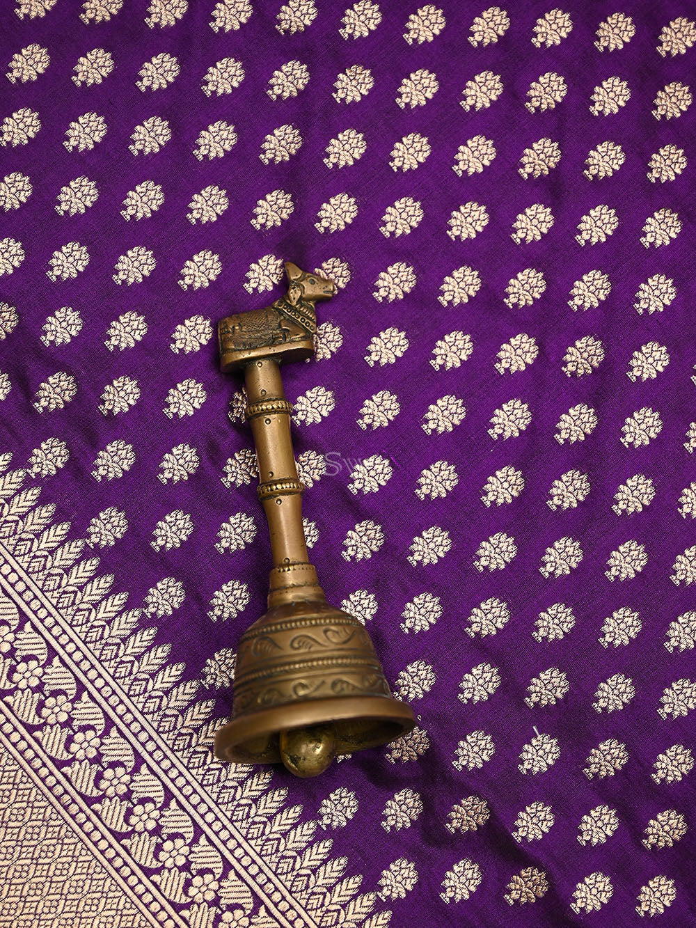 Purple Booti Katan Silk Uppada Handloom Banarasi Saree - Sacred Weaves