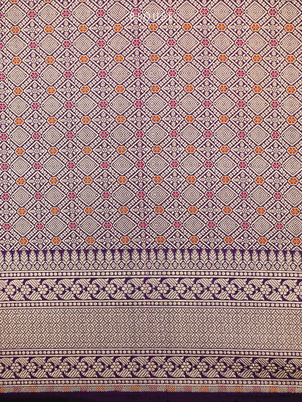 Purple Booti Katan Silk Uppada Handloom Banarasi Saree - Sacred Weaves
