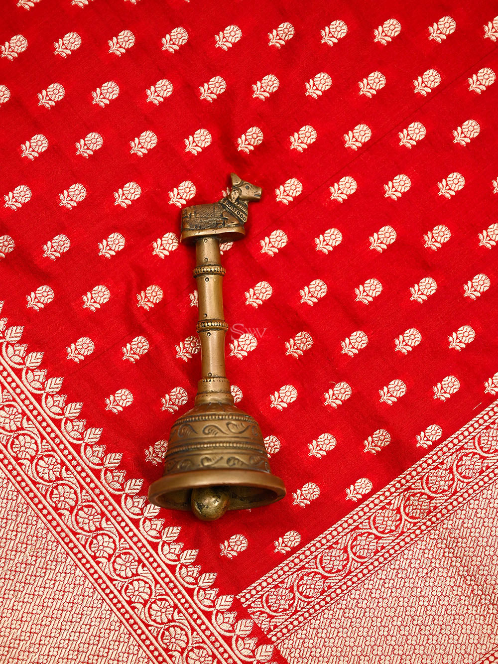 Red Booti Katan Silk Uppada Handloom Banarasi Saree - Sacred Weaves