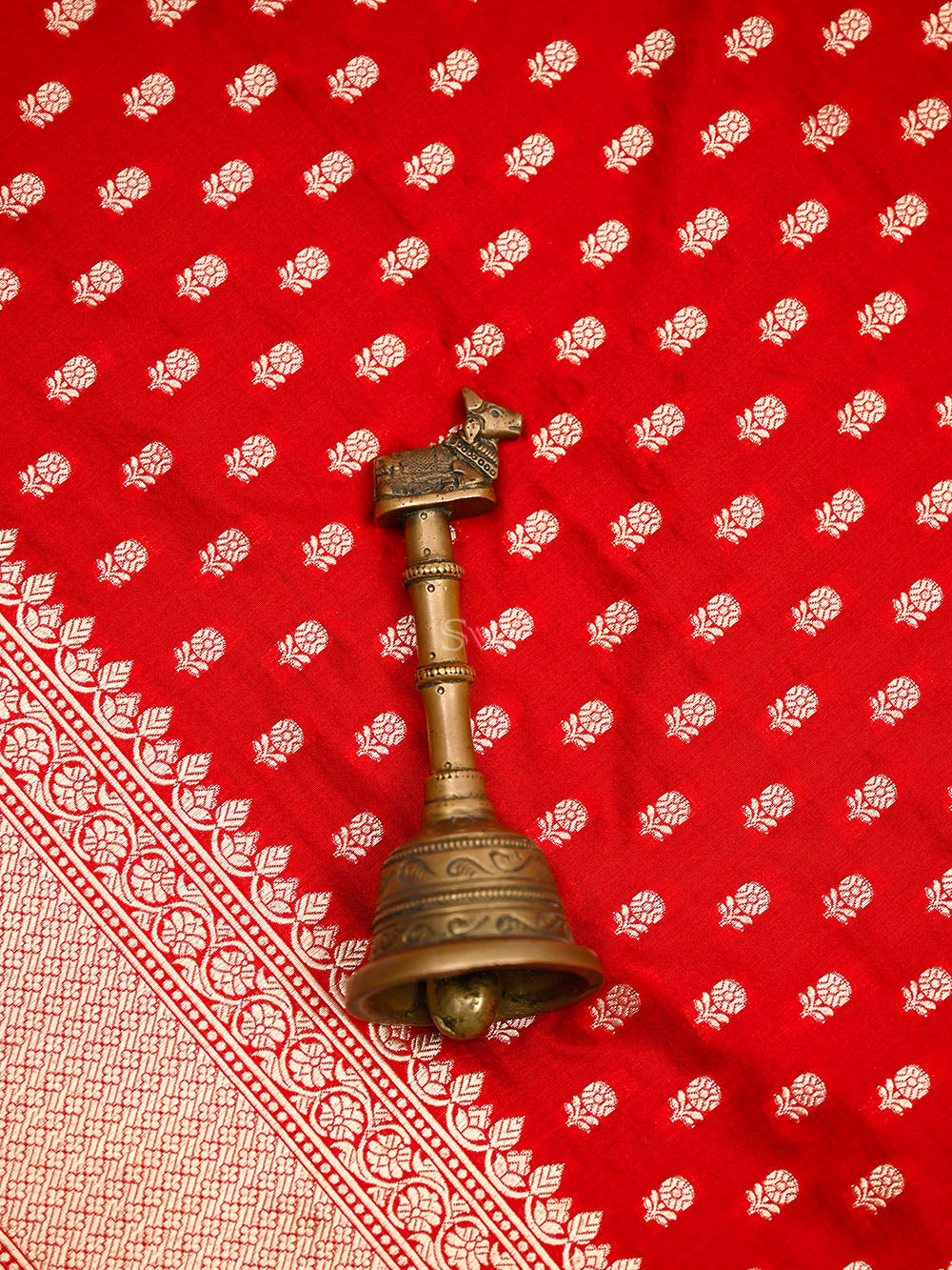 Red Booti Katan Silk Uppada Handloom Banarasi Saree - Sacred Weaves