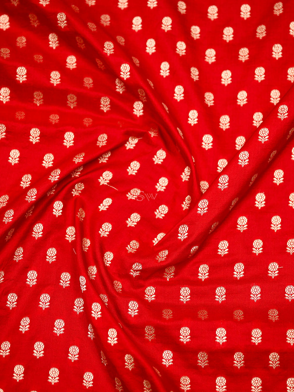 Red Booti Katan Silk Uppada Handloom Banarasi Saree - Sacred Weaves