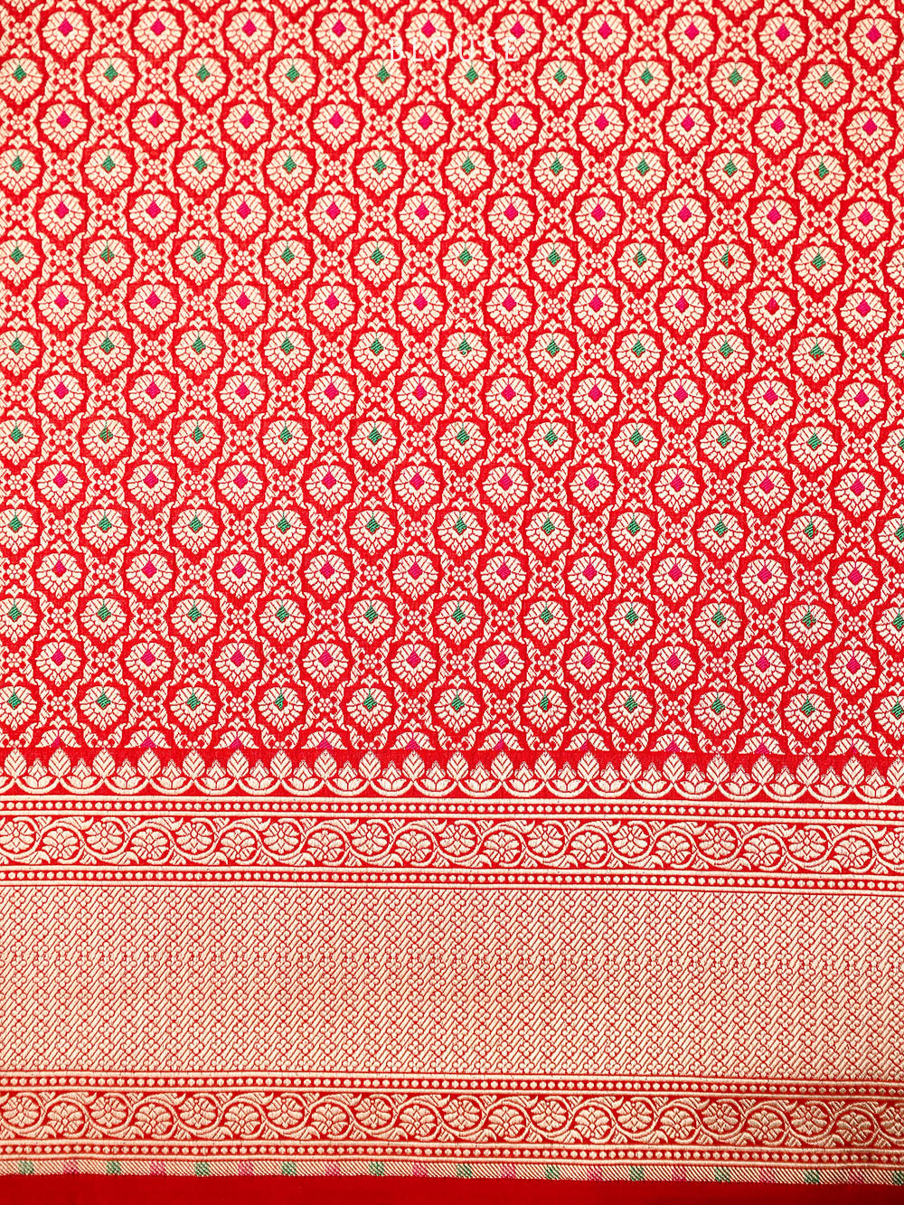 Red Booti Katan Silk Uppada Handloom Banarasi Saree - Sacred Weaves
