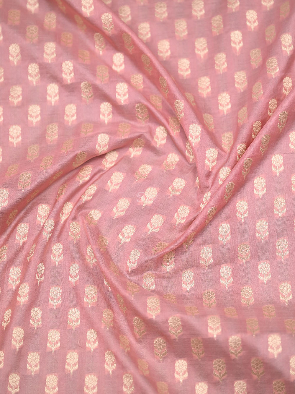 Pastel Pink Booti Katan Silk Uppada Handloom Banarasi Saree - Sacred Weaves