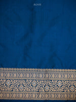 Midnight Blue Booti Katan Silk Handloom Banarasi Saree - Sacred Weaves