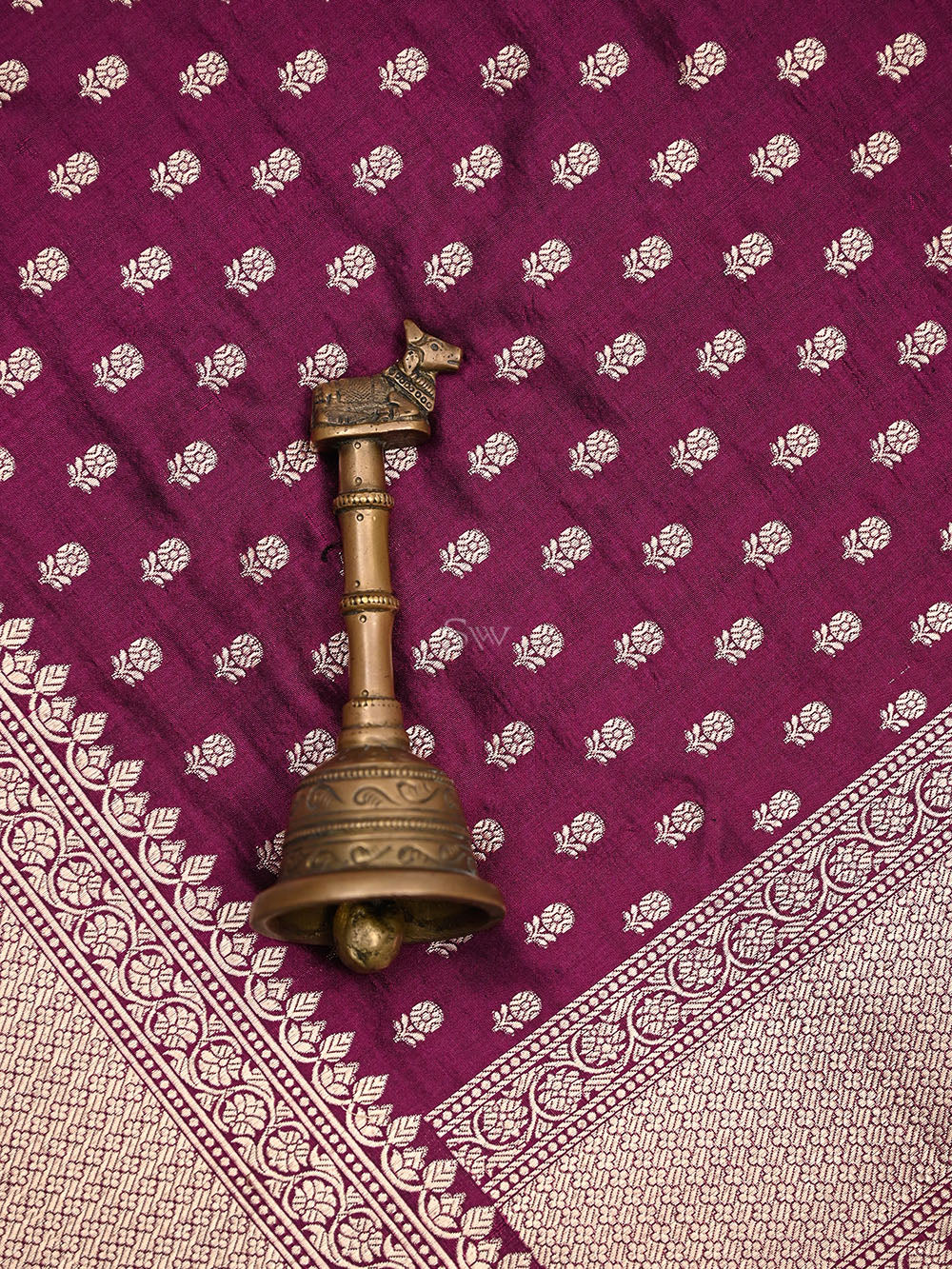 Wine Booti Katan Silk Uppada Handloom Banarasi Saree - Sacred Weaves