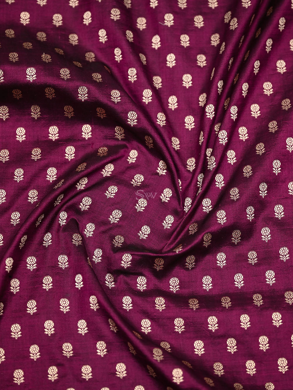 Wine Booti Katan Silk Uppada Handloom Banarasi Saree - Sacred Weaves