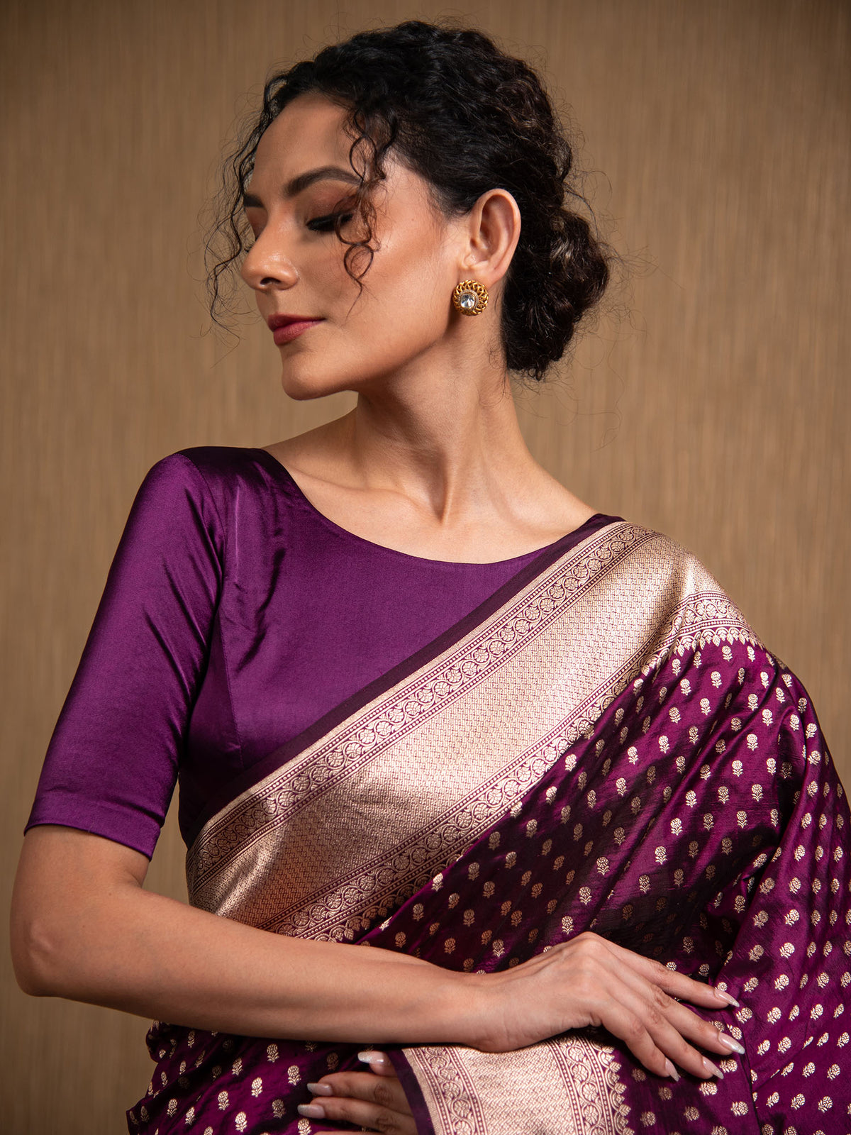 Wine Booti Katan Silk Uppada Handloom Banarasi Saree - Sacred Weaves