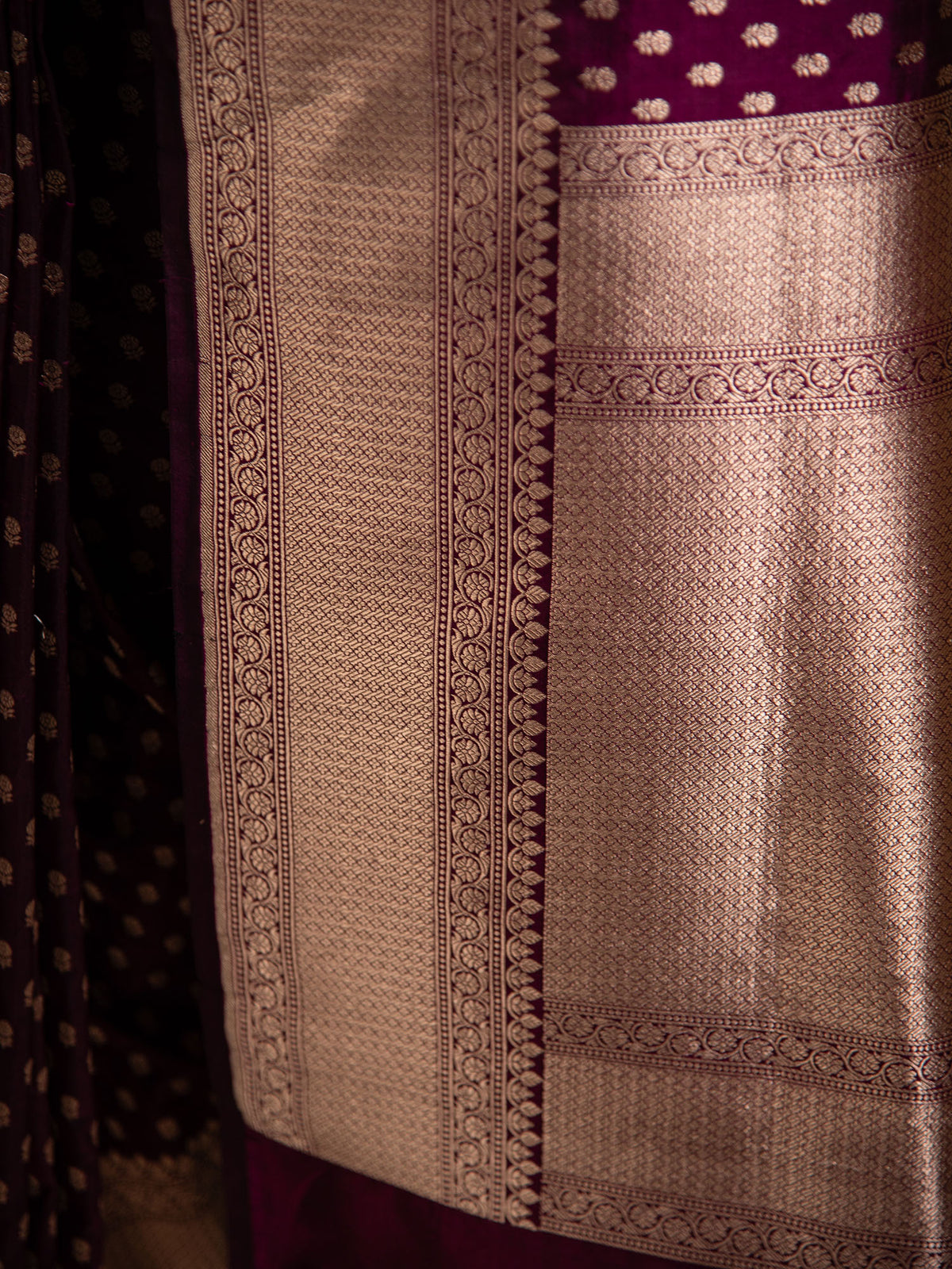 Wine Booti Katan Silk Uppada Handloom Banarasi Saree - Sacred Weaves
