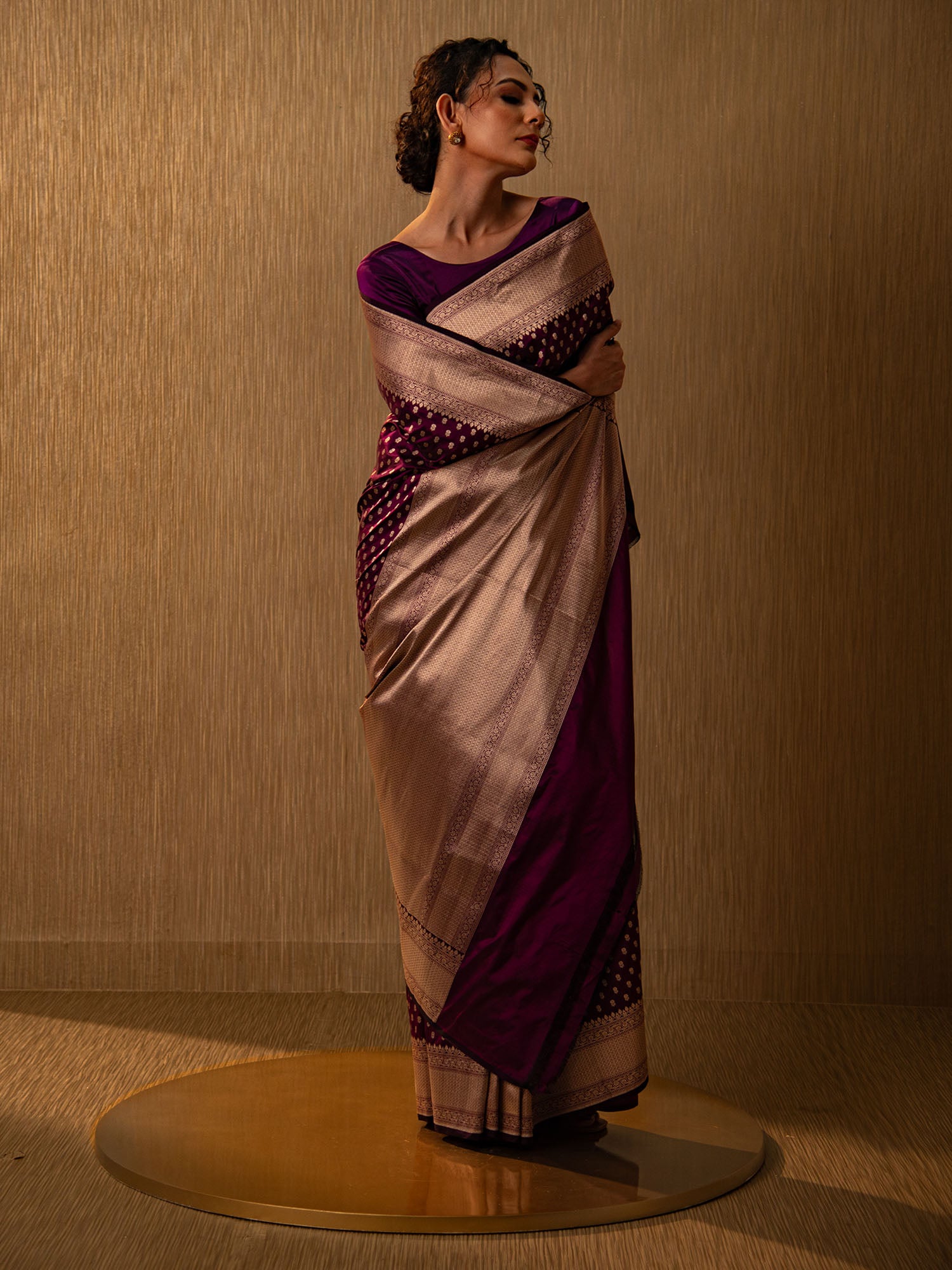 Wine Booti Katan Silk Uppada Handloom Banarasi Saree - Sacred Weaves