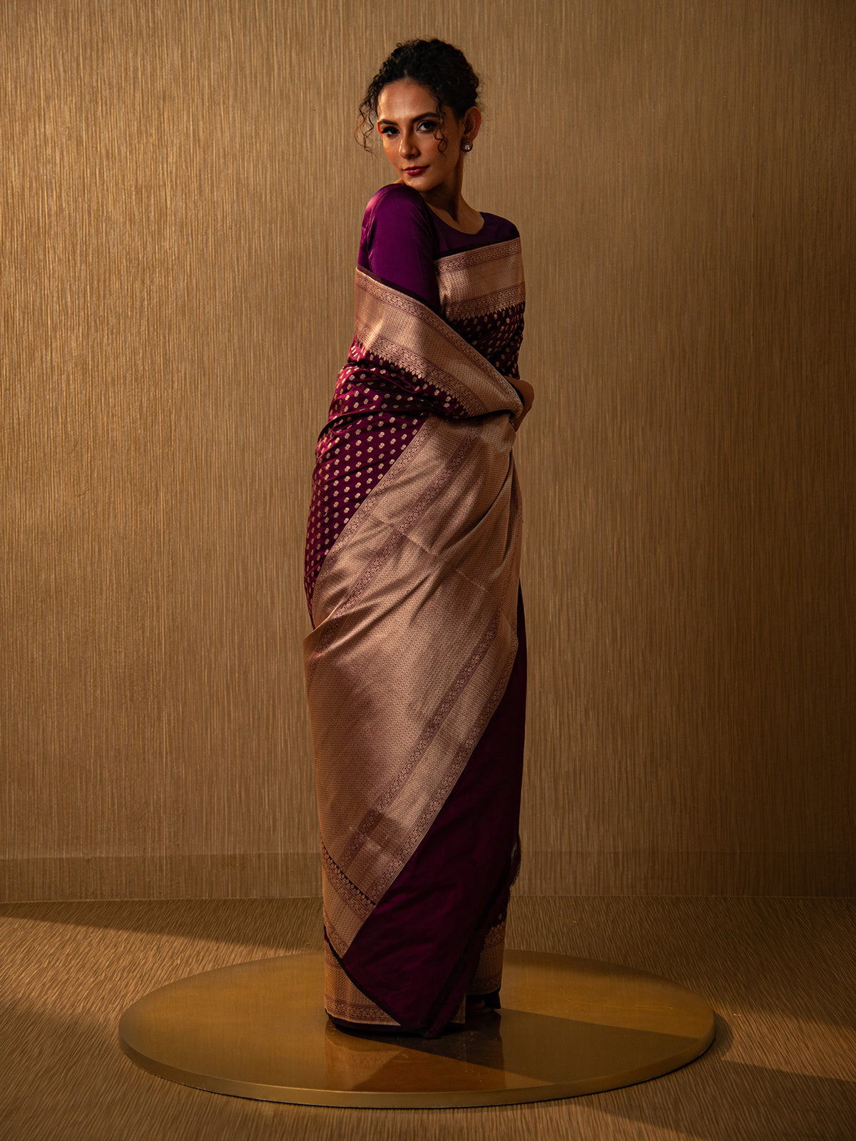 Wine Booti Katan Silk Uppada Handloom Banarasi Saree - Sacred Weaves