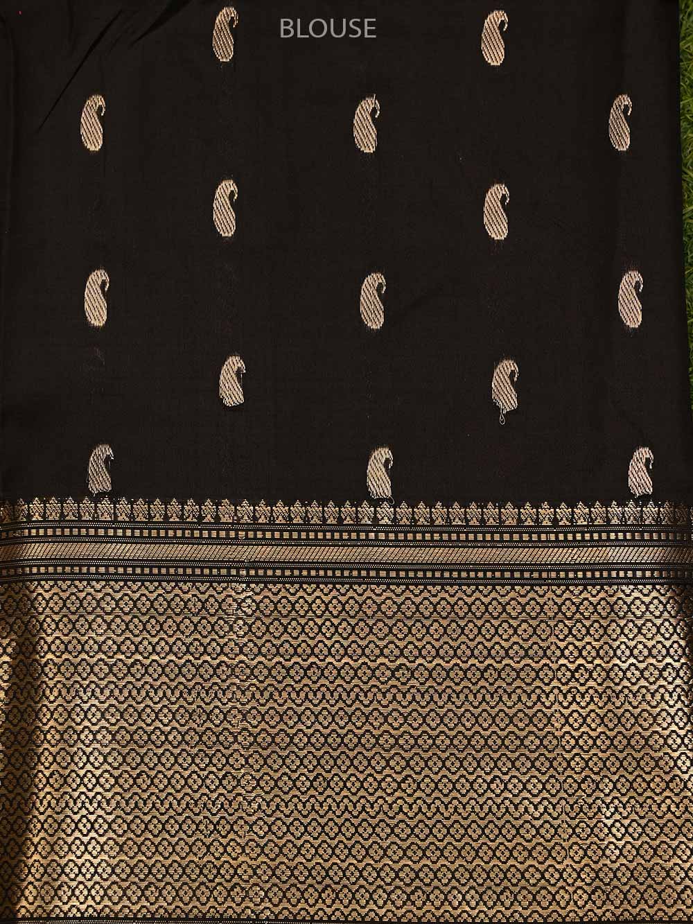 Black Boota Katan Silk Handloom Banarasi Saree - Sacred Weaves