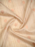 Beige Purple Booti Tussar Silk Handloom Banarasi Saree - Sacred Weaves