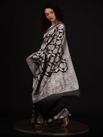 Black Shikargah Katan Silk Handloom Banarasi Saree - Sacred Weaves
