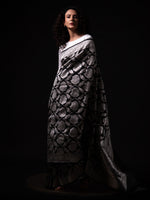 Black Shikargah Katan Silk Handloom Banarasi Saree - Sacred Weaves