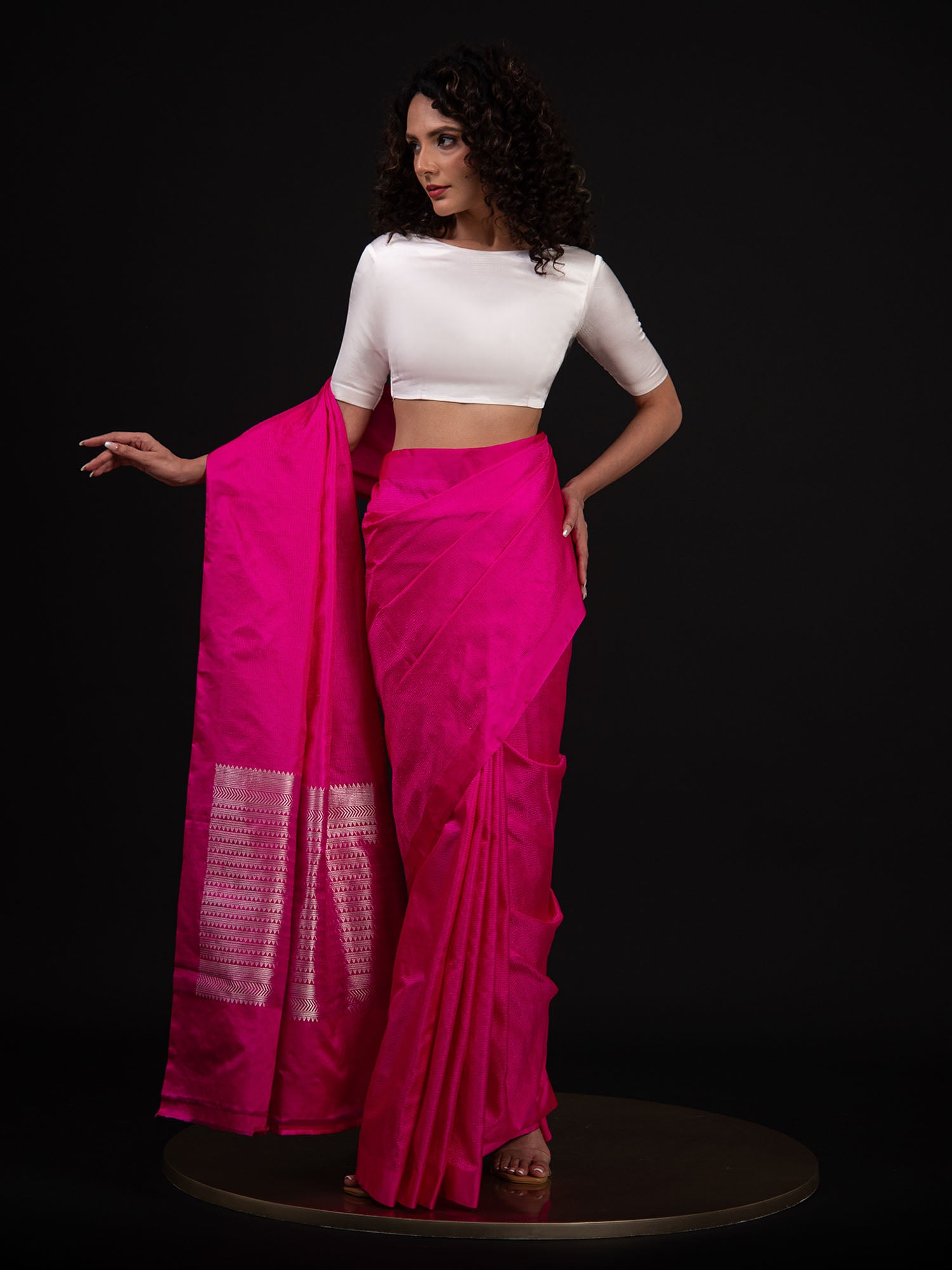 Magenta Satin Tanchoi Handloom Banarasi Saree - Sacred Weaves