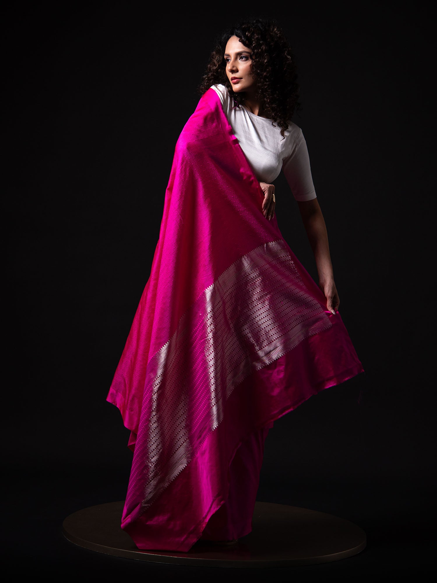 Magenta Satin Tanchoi Handloom Banarasi Saree - Sacred Weaves