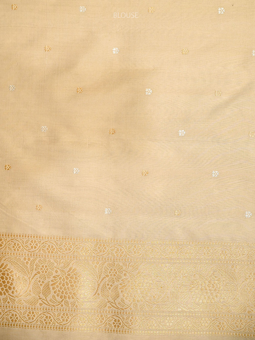 Cream Sona Roopa Silk Tissue Real Zari Handloom Banarasi Saree - Sacred Weaves