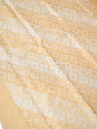 Cream Sona Roopa Silk Tissue Real Zari Handloom Banarasi Saree - Sacred Weaves