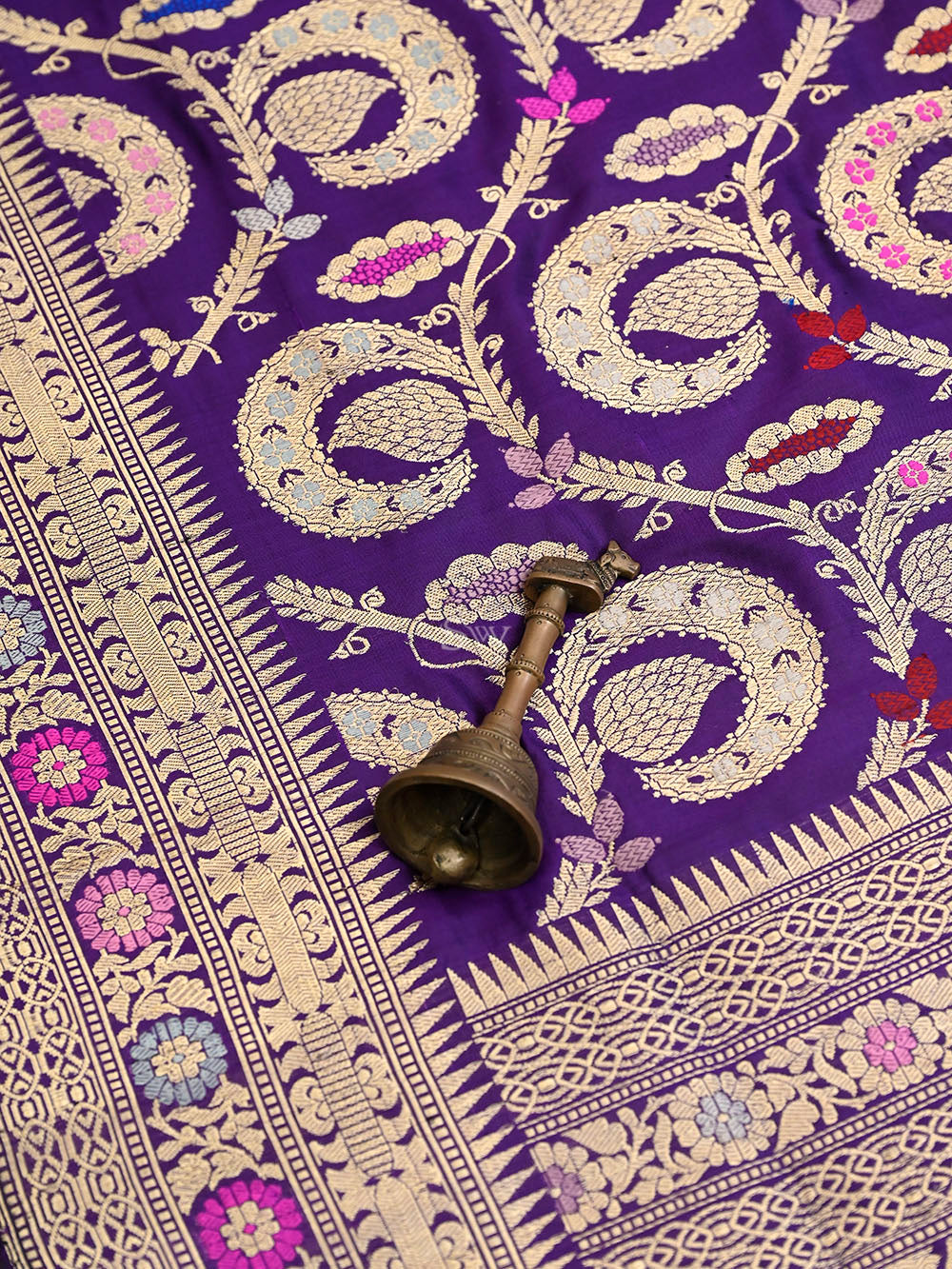 Purple Meenakari Katan Silk Handloom Banarasi Saree - Sacred Weaves