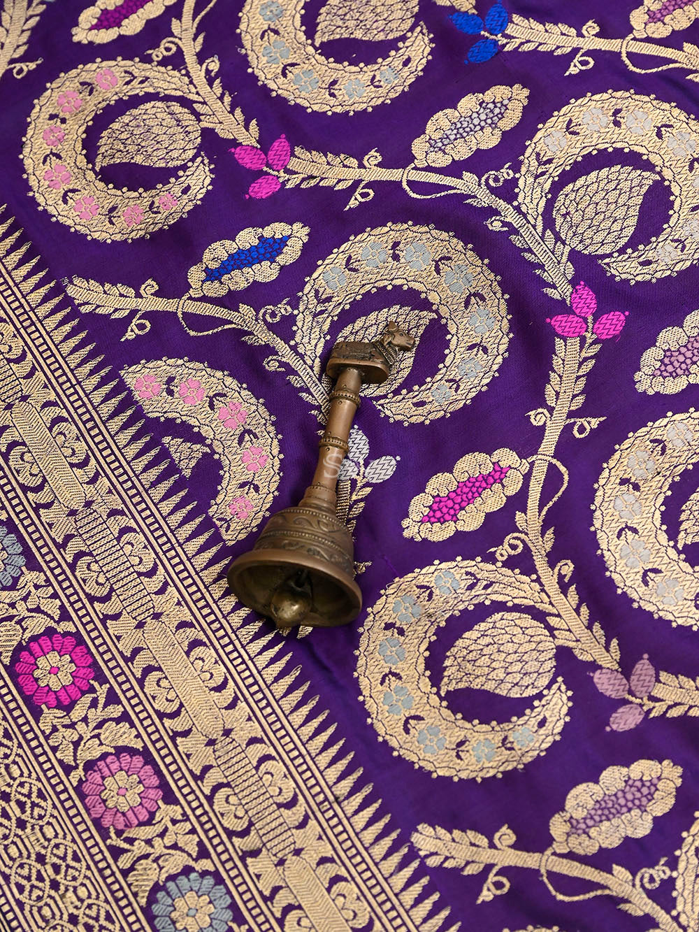 Purple Meenakari Katan Silk Handloom Banarasi Saree - Sacred Weaves