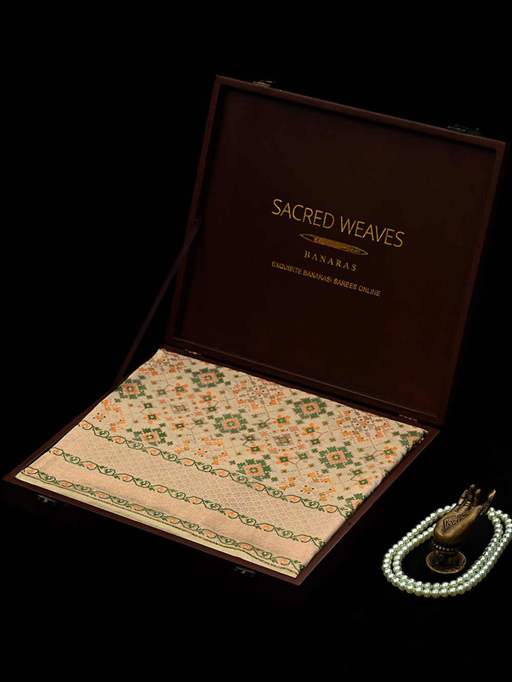 Cream Paithani Meenakari Katan Silk Handloom Banarasi Saree