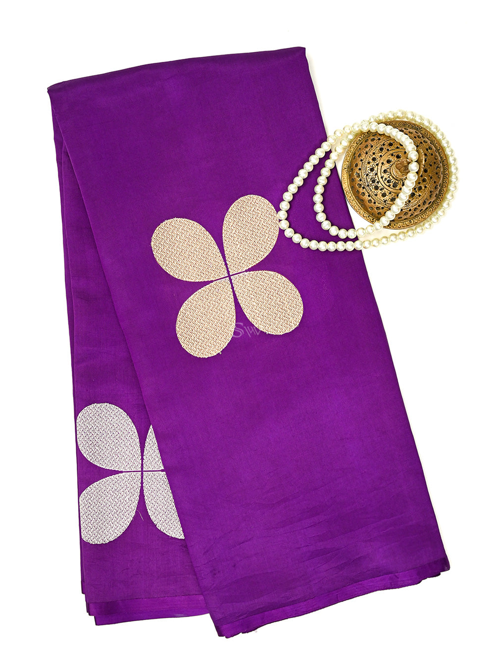 Purple Boota Pure Silk Handloom Banarasi Saree - Sacred Weaves