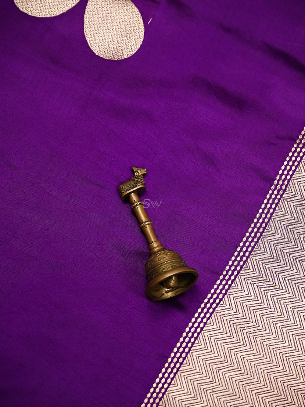 Purple Boota Pure Silk Handloom Banarasi Saree - Sacred Weaves