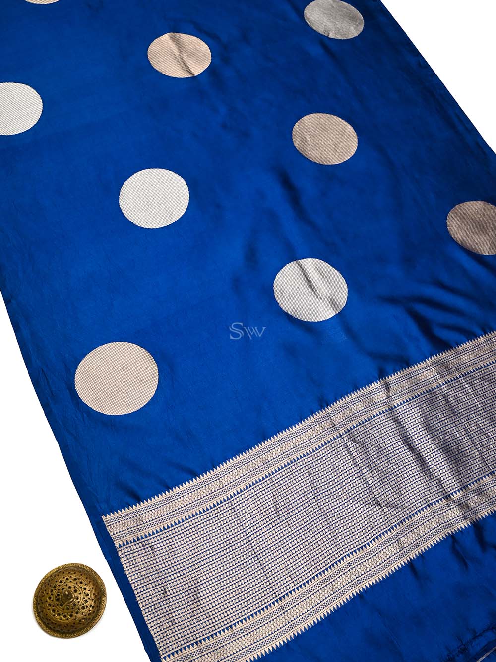 Blue Boota Katan Silk Handloom Banarasi Saree - Sacred Weaves