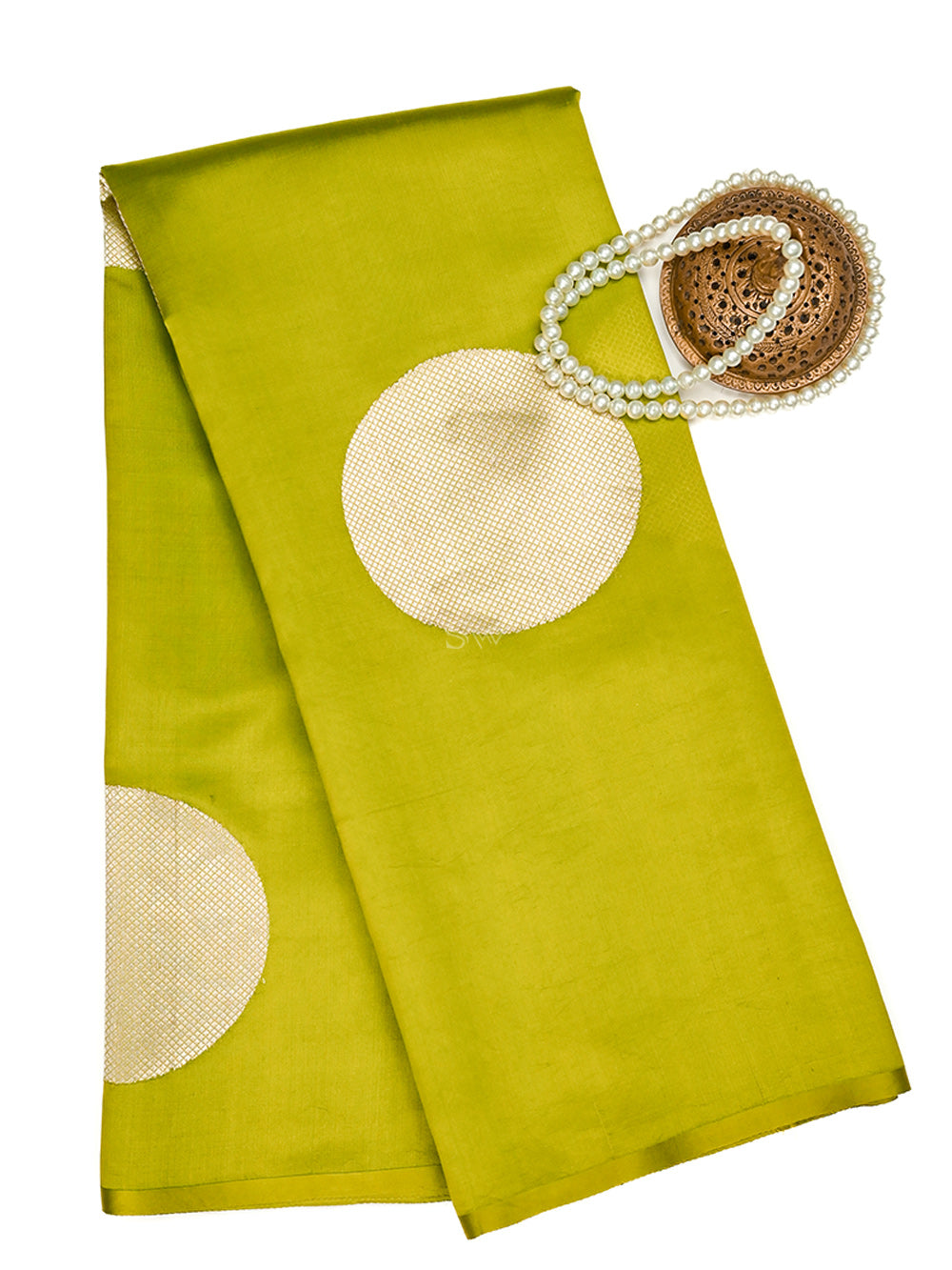 Lime Green Boota Katan Silk Handloom Banarasi Saree - Sacred Weaves