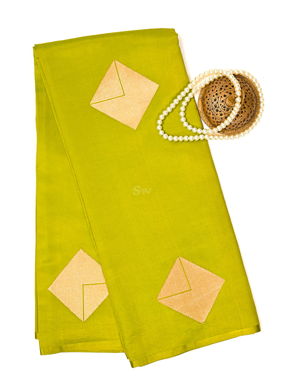 Parrot Green Boota Pure Silk Handloom Banarasi Saree - Sacred Weaves