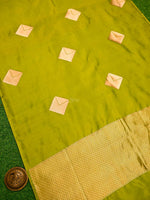 Lime Green Boota Pure Silk Handloom Banarasi Saree - Sacred Weaves