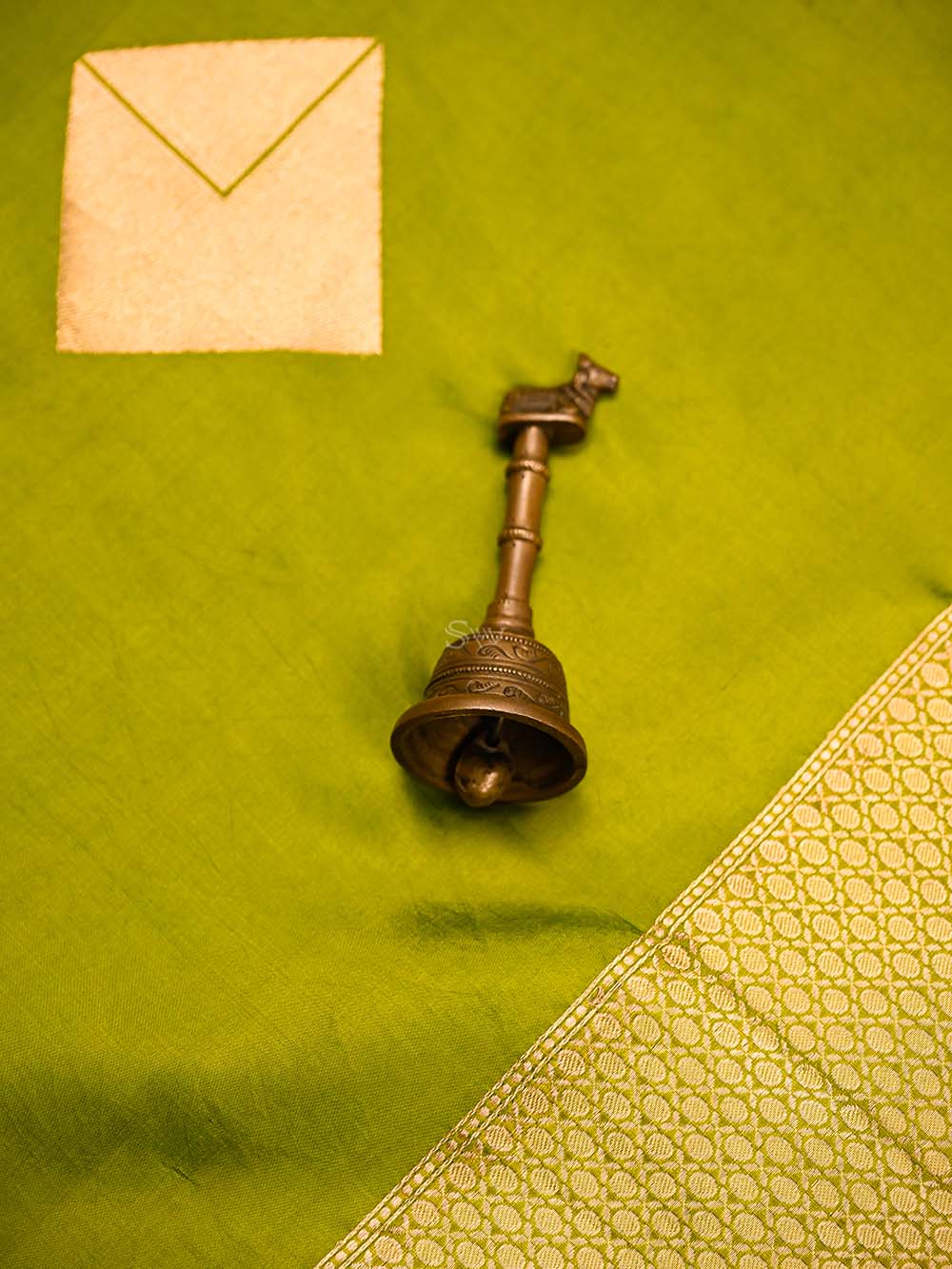 Parrot Green Boota Pure Silk Handloom Banarasi Saree - Sacred Weaves