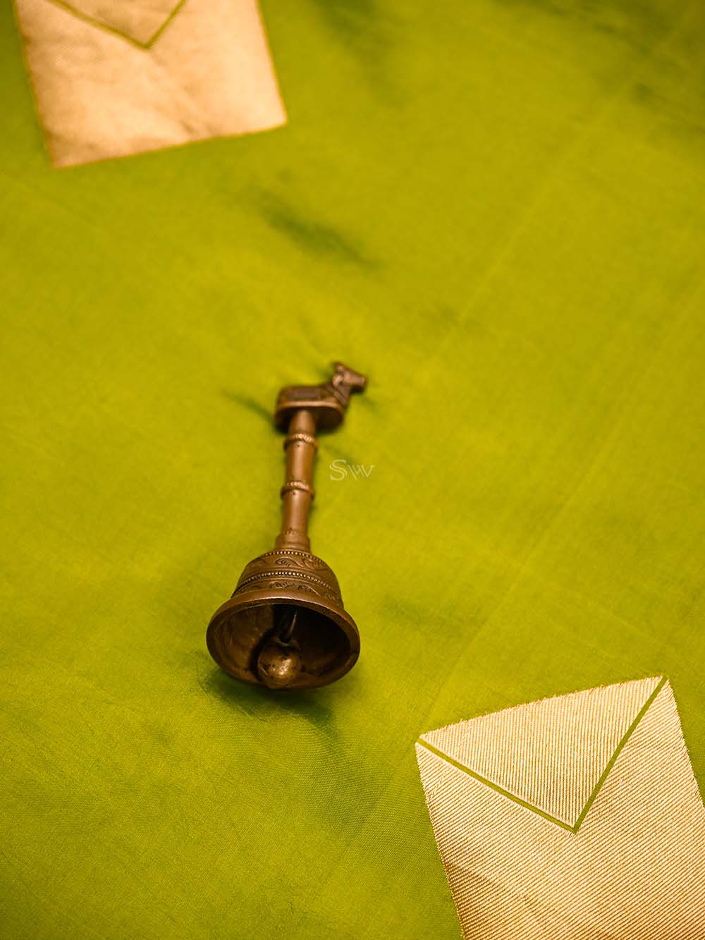 Parrot Green Boota Pure Silk Handloom Banarasi Saree - Sacred Weaves