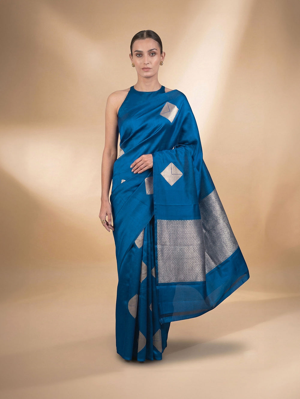 Midnight Blue Boota Pure Silk Handloom Banarasi Saree - Sacred Weaves