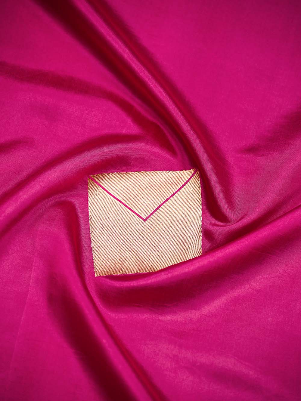 Dark Pink Pure Silk Kadhwa Banarasi Saree with Gold Boota - Sacred Weaves