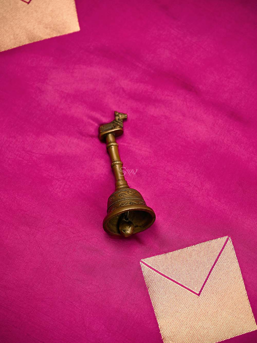 Dark Pink Pure Silk Kadhwa Banarasi Saree with Gold Boota - Sacred Weaves