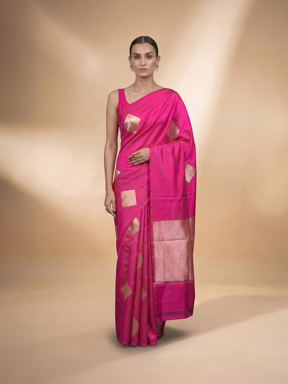 Dark Pink Boota Pure Silk Handloom Banarasi Saree - Sacred Weaves