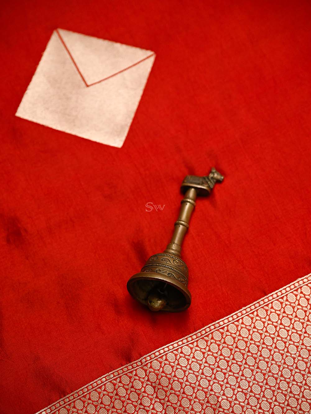 Red Boota Pure Silk Handloom Banarasi Saree - Sacred Weaves